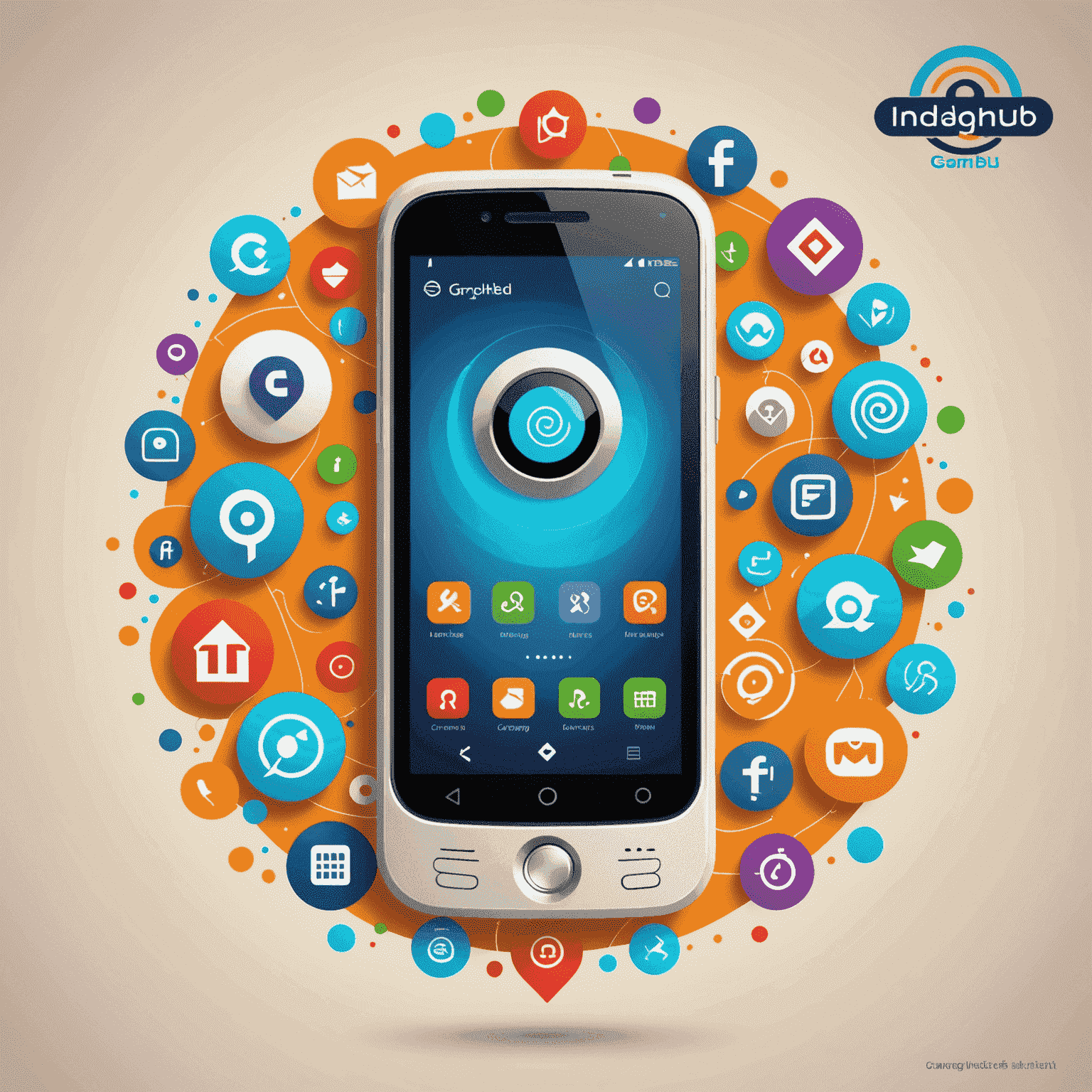 IndiaGamesHub logo featuring a stylized mobile phone with game icons