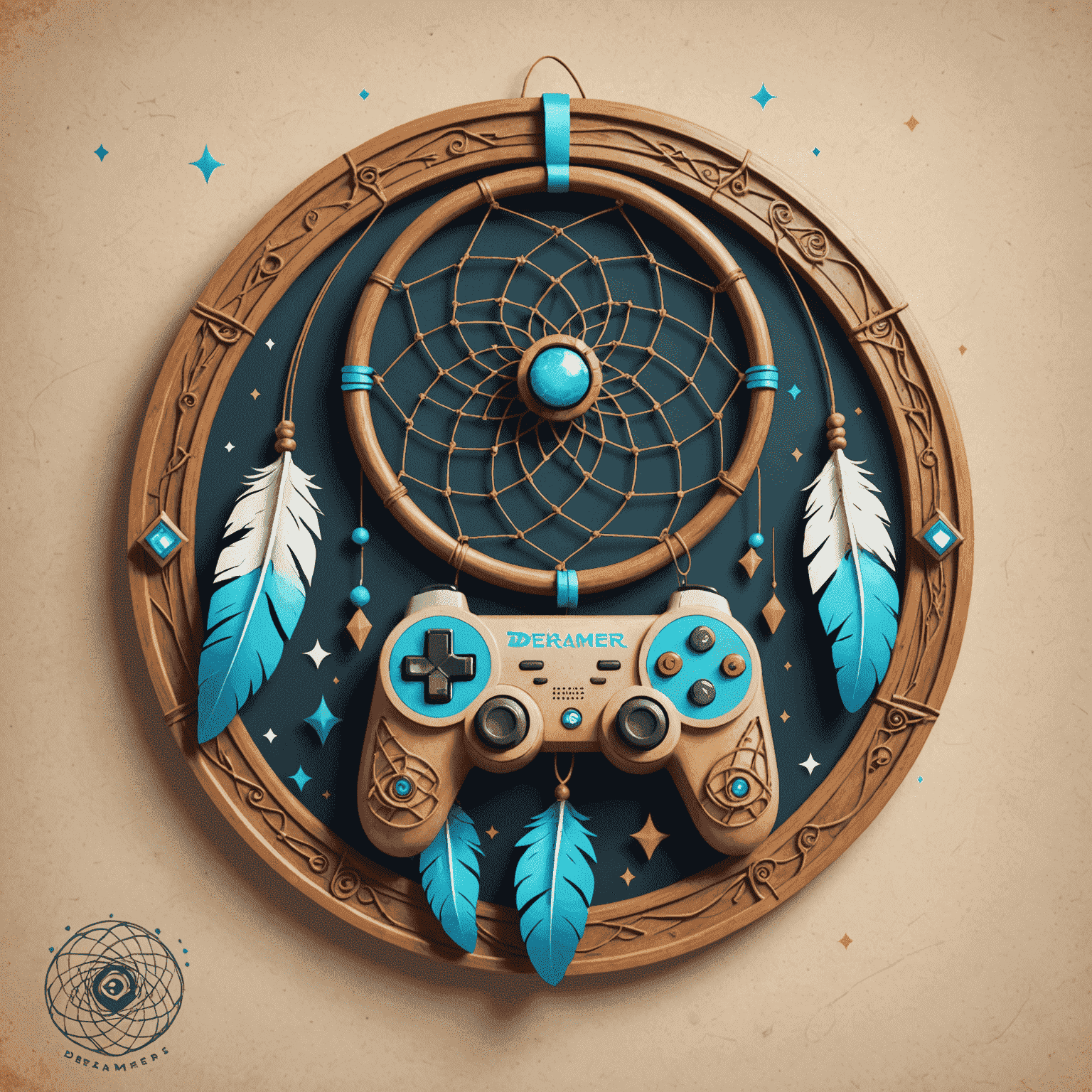 Dreamers Interactive logo featuring a stylized dream catcher with game controller elements