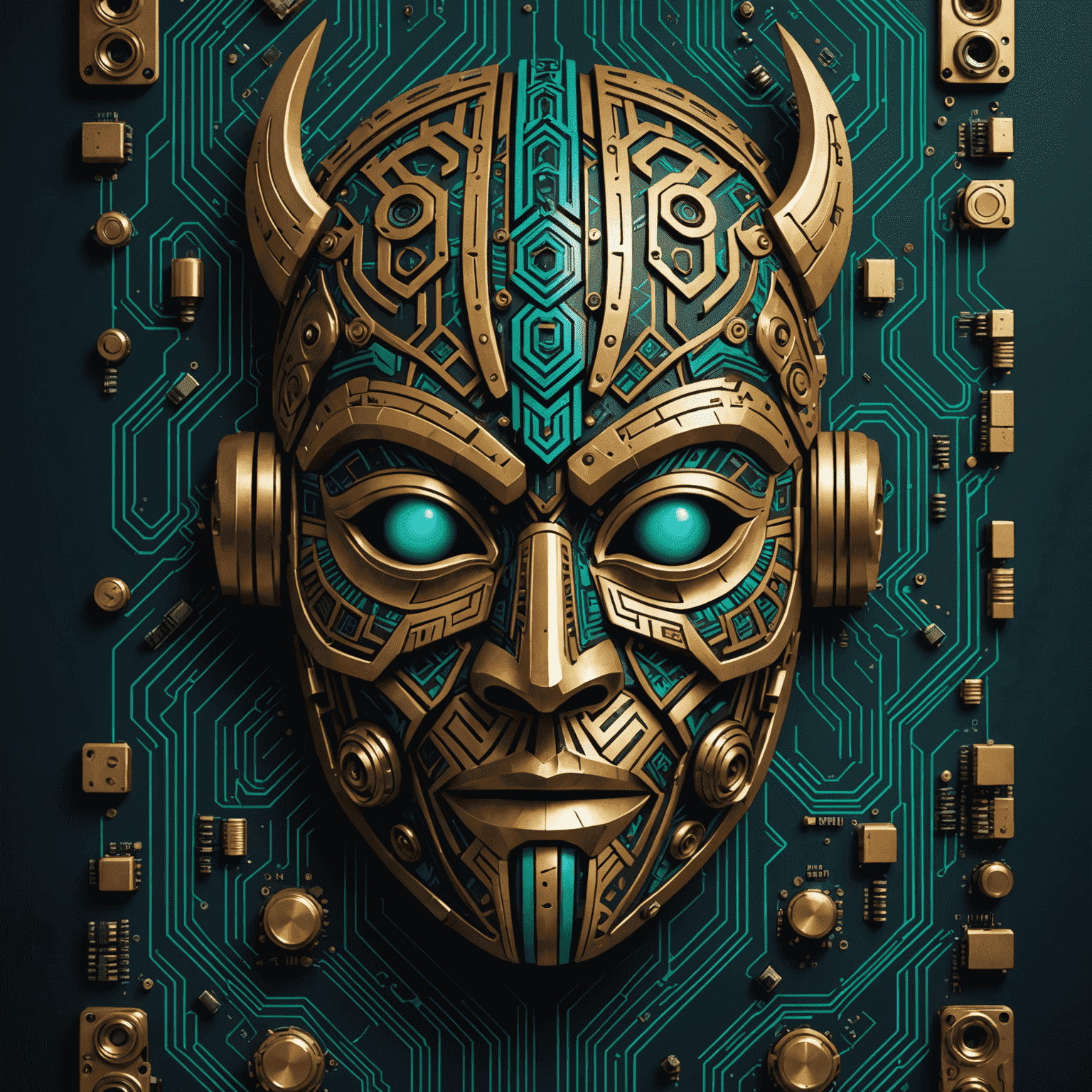 TechTribe Games logo featuring a tribal mask merged with circuit board patterns