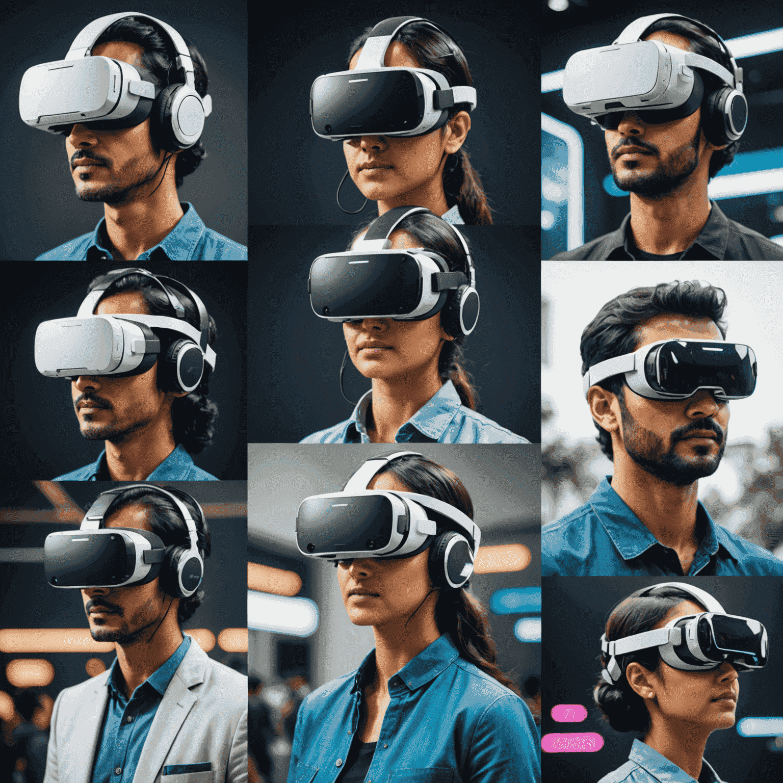 Montage of cutting-edge mobile game development tools, AR/VR headsets, and futuristic UI designs representing innovations in Indian tech companies