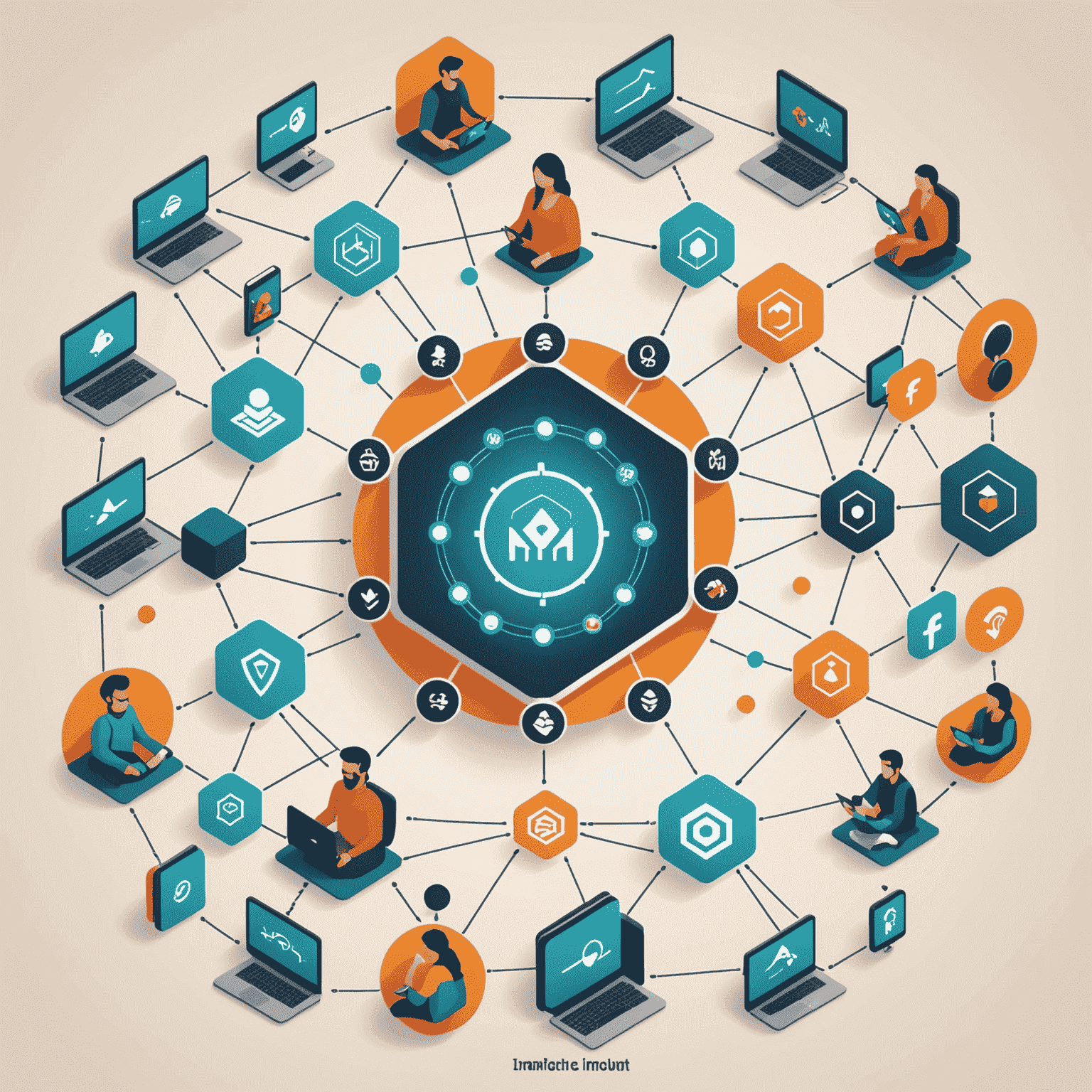A network diagram representing a complex multiplayer system, with icons of Indian gamers connected across various devices and platforms.